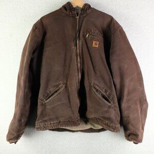 Carhartt Jacket Mens Extra Large Tall Brown Sherpa Lined Sierra Duck Canvas J141